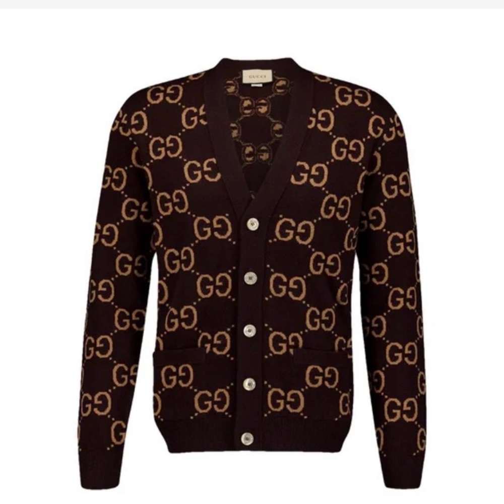 Gucci Brown GG Pattern Men's Cardigan